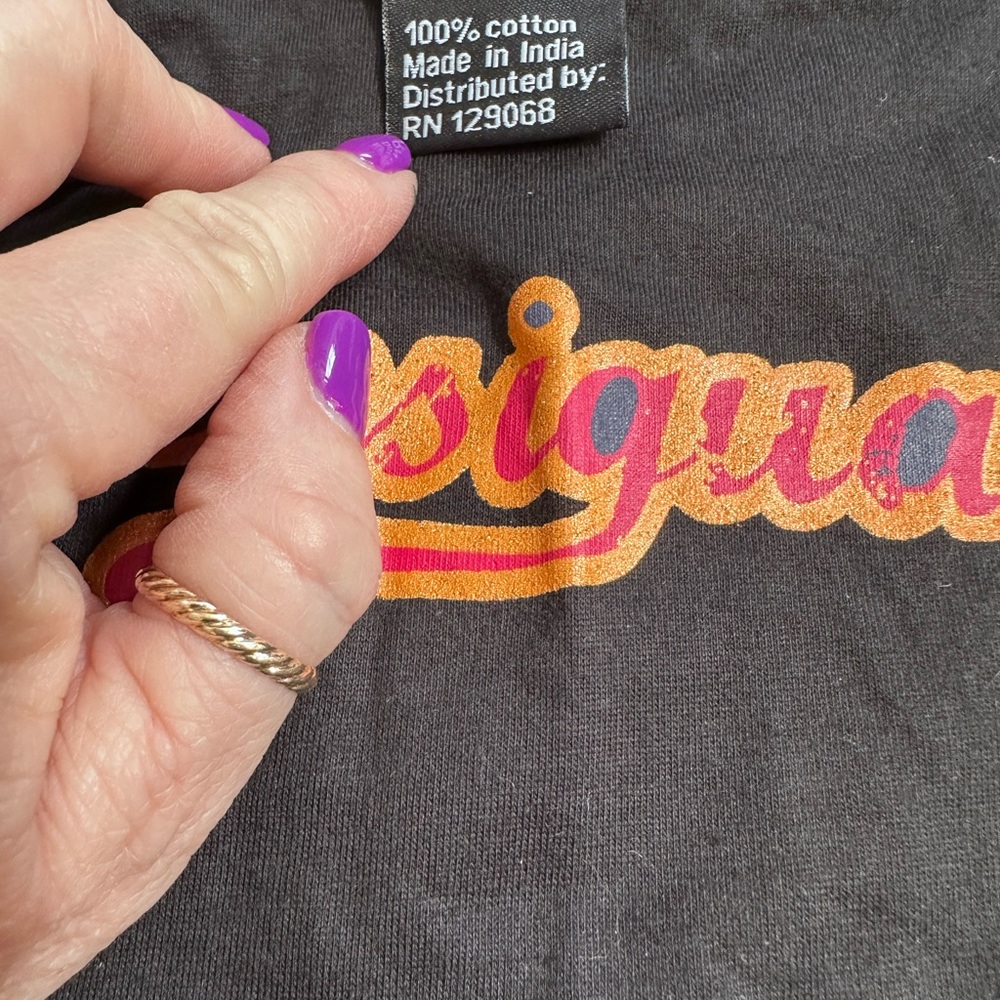 Desigual Black and Bright Multicolor Tunic asimetric hem. Long sleeve. Satin - Picture 4 of 9